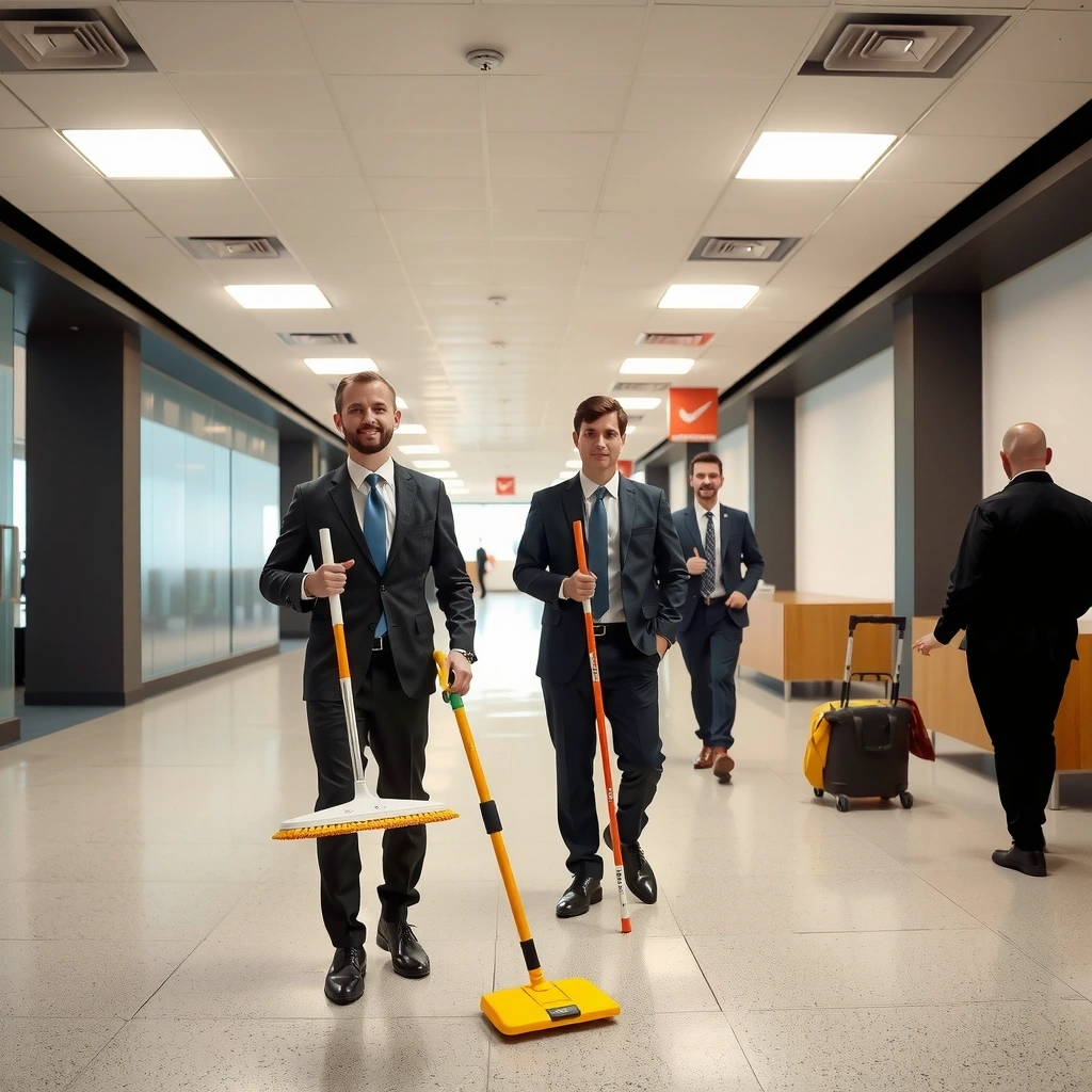 Professional cleaning team at work